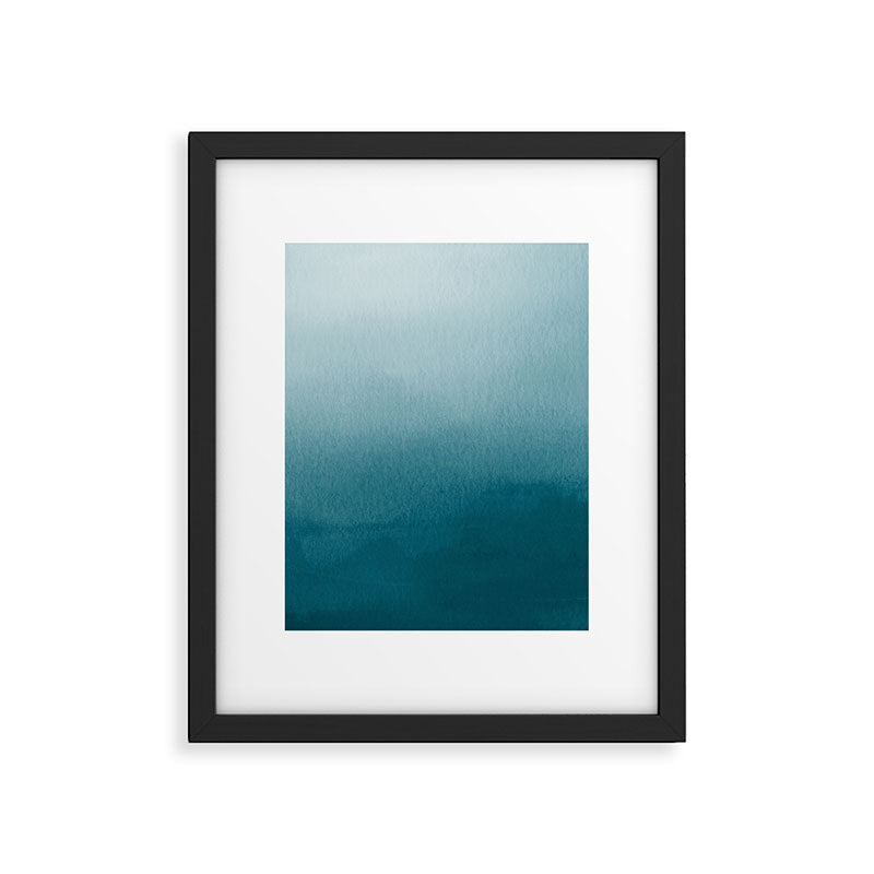 Tropical Dark Teal Inspired by Sherwin Williams 2020 Trending Color Oceanside SW6496 Watercolor Ombre Gradient Blend Abstract Art Framed Art Print Gallery Image 4