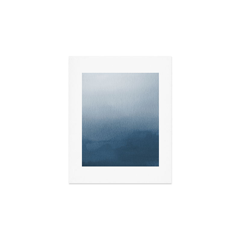 White & Blue Abstract Watercolor Blend Pairs To 2020 Color of the Year Chinese Porcelain PPG1160-6 Art Print Gallery Image 1