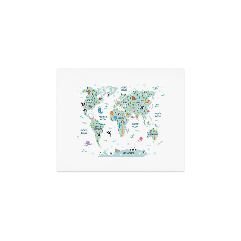 Animal World Map Art Print Gallery Image 1