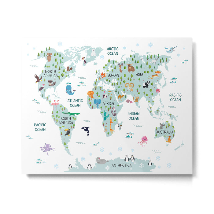Animal World Map Metal Print Gallery Image 1