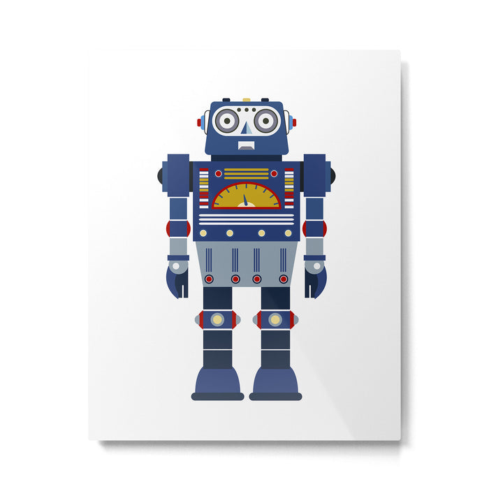 Blue Robot Retro Toy Metal Print Gallery Image 1