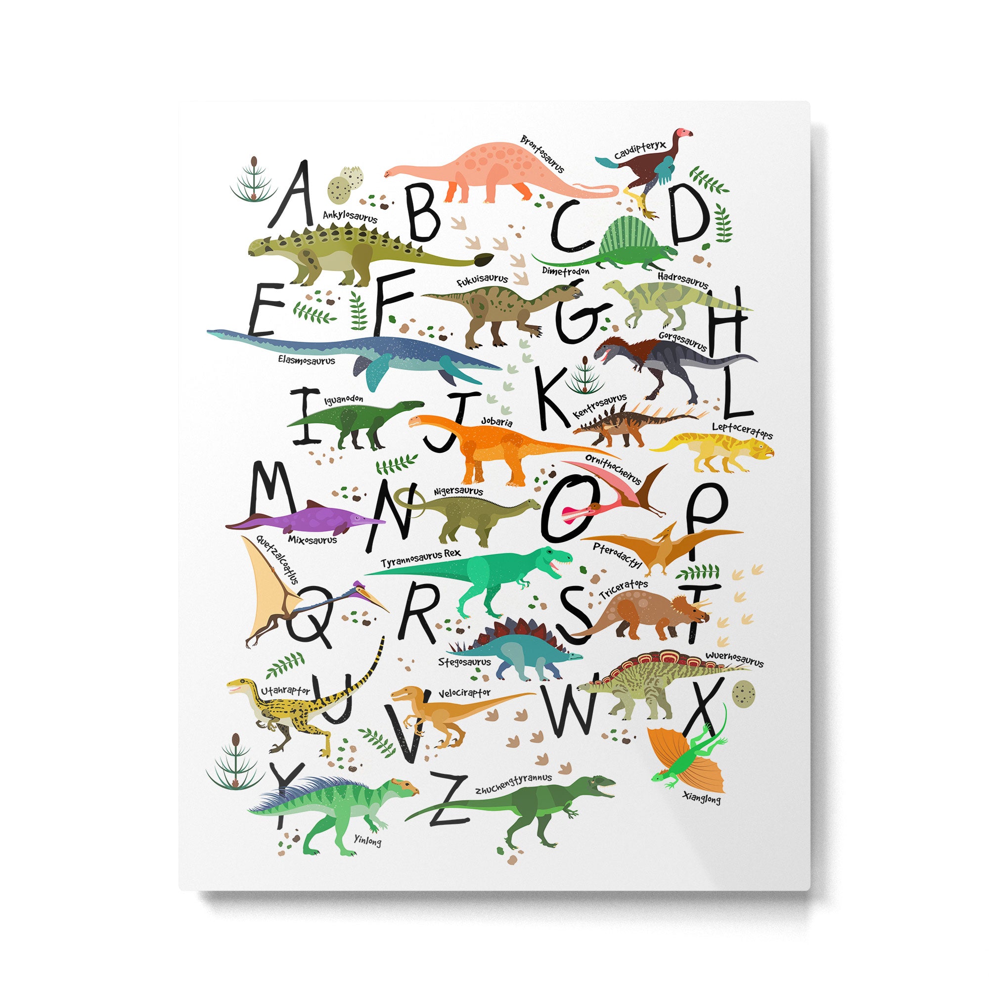Colorful dinosaur alphabet Metal Print Gallery Image 4