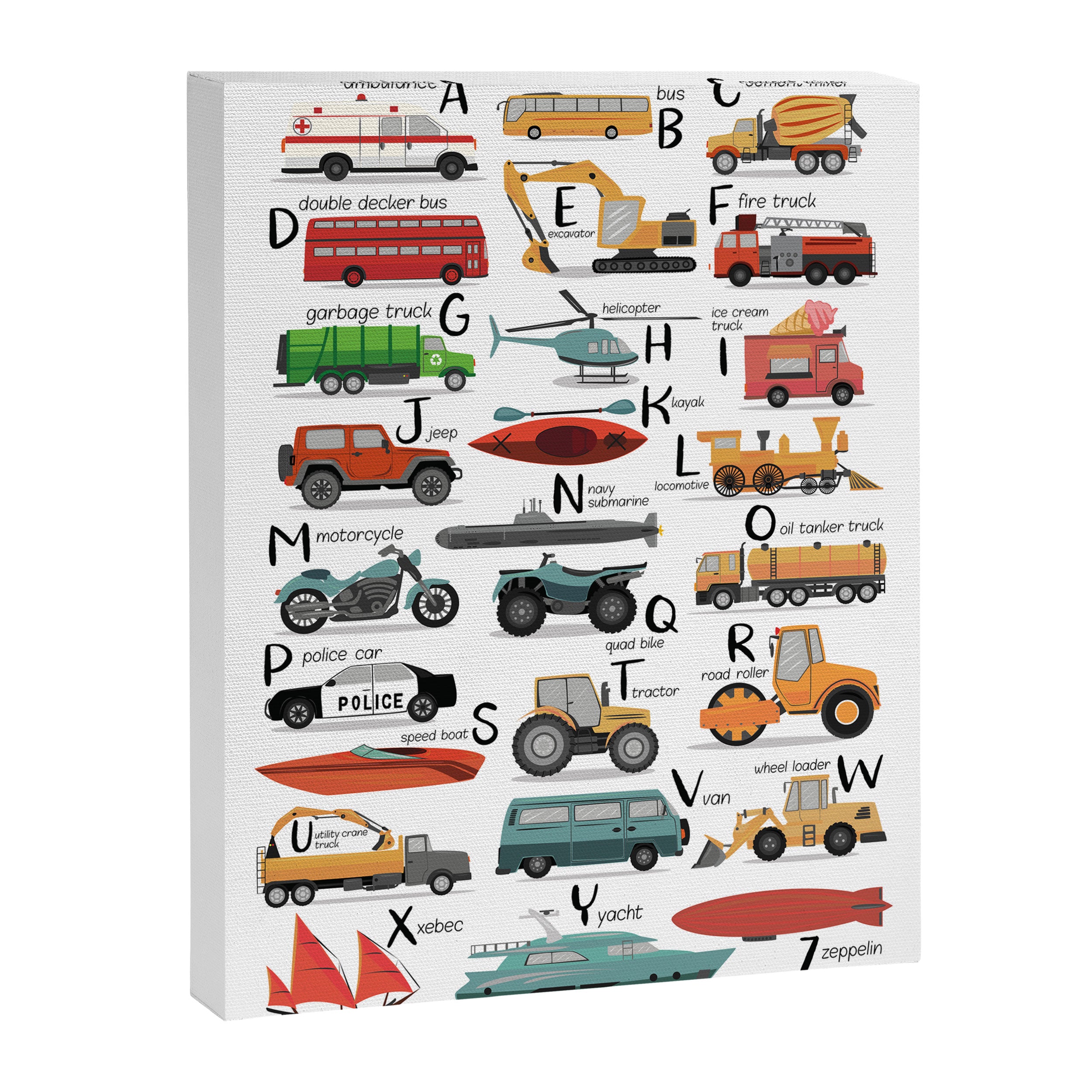 Colourful transportation alphabet Canvas Print Gallery Image 6
