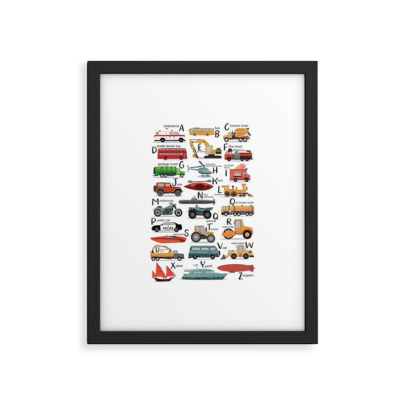 Colourful transportation alphabet Framed Art Print Gallery Image 5