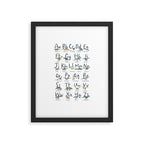 Dinosaur alphabet in muted shades of blue, grey and green Framed Art Print Gallery Image 5
