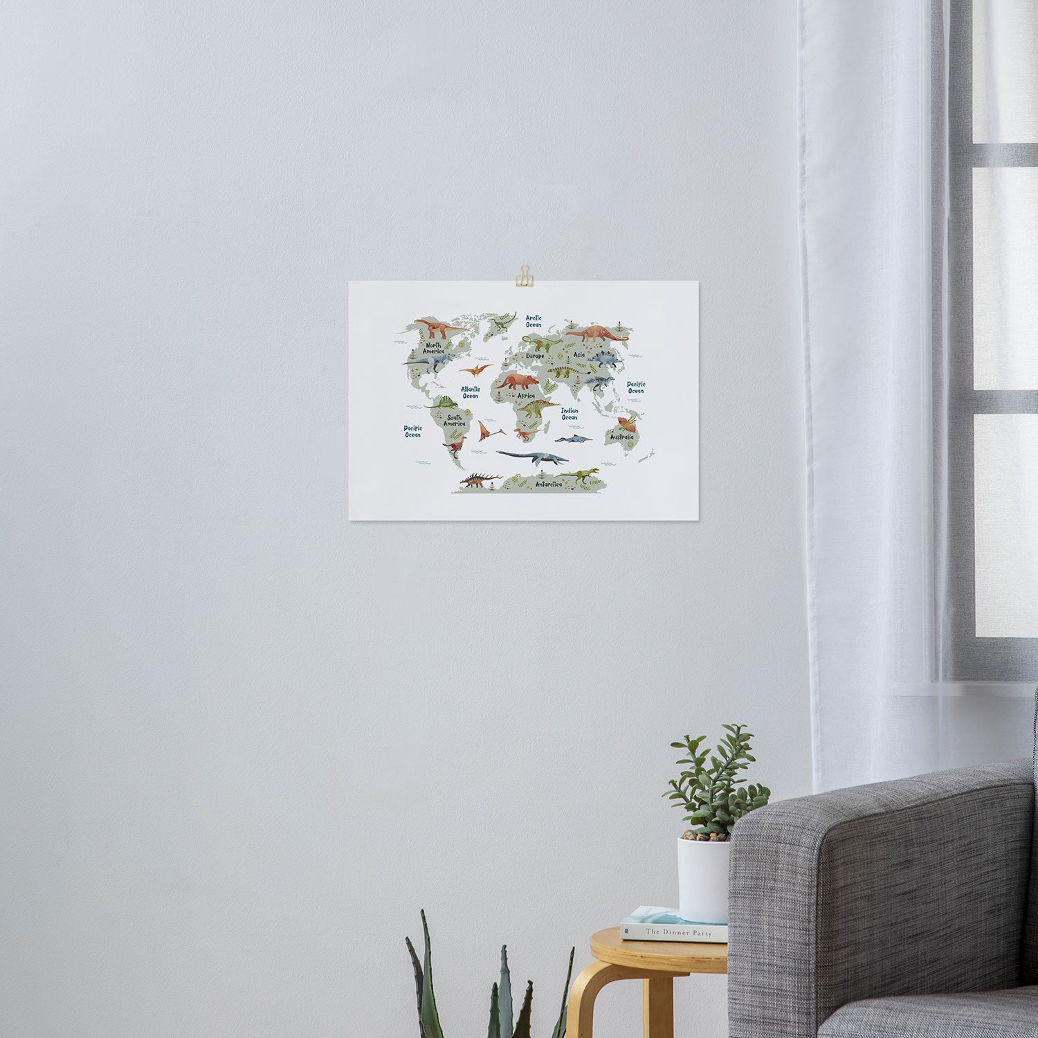 Dinosaur World Map Art Print Gallery Image 3
