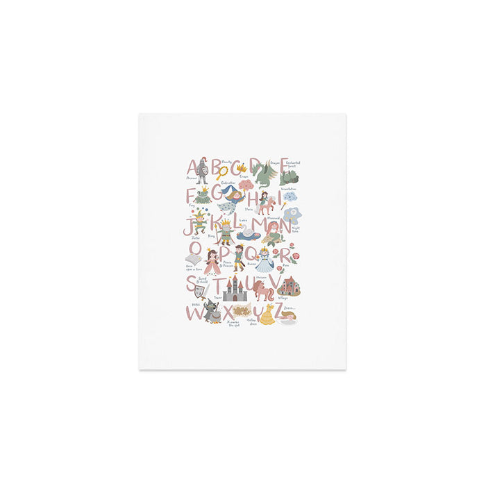 Fairy tale alphabet, fairytale ABC in pink and pastel Art Print Gallery Image 1