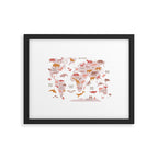 Kids animal world map in shades of pink, blush, rose. Minimalist Scandinavian style Framed Art Print Gallery Image 5