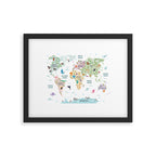 Nursery Animal World Map in Pastels Framed Art Print Gallery Image 5