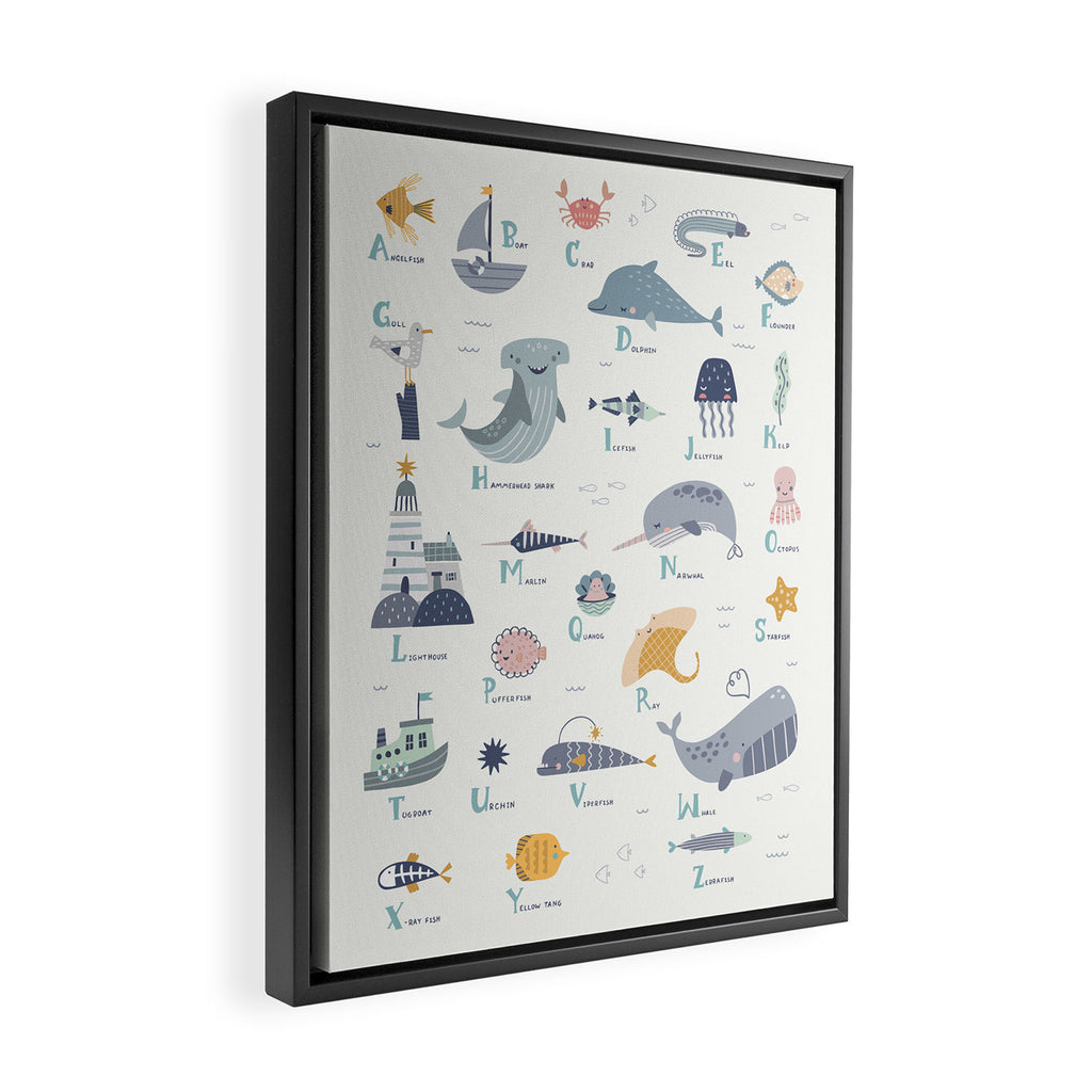 Ocean sea life alphabet  Framed Canvas Print Gallery Image 2