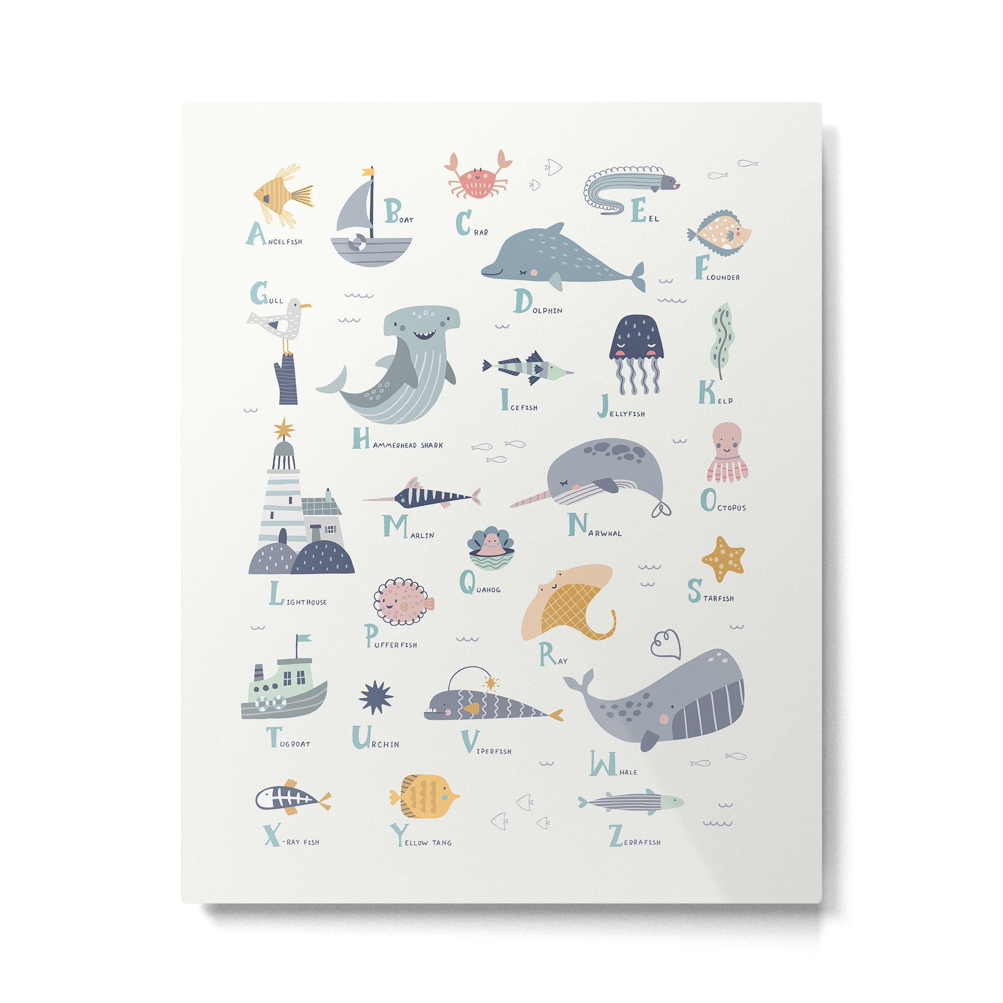 Ocean sea life alphabet  Metal Print Gallery Image 4