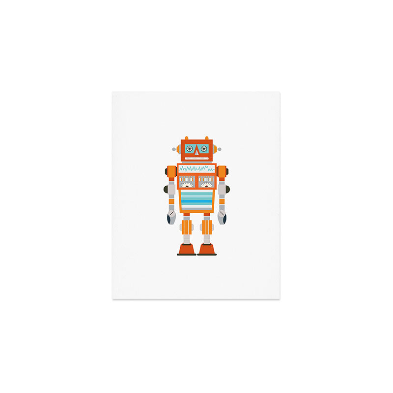 Orange Robot Retro Toy Art Print Gallery Image 1