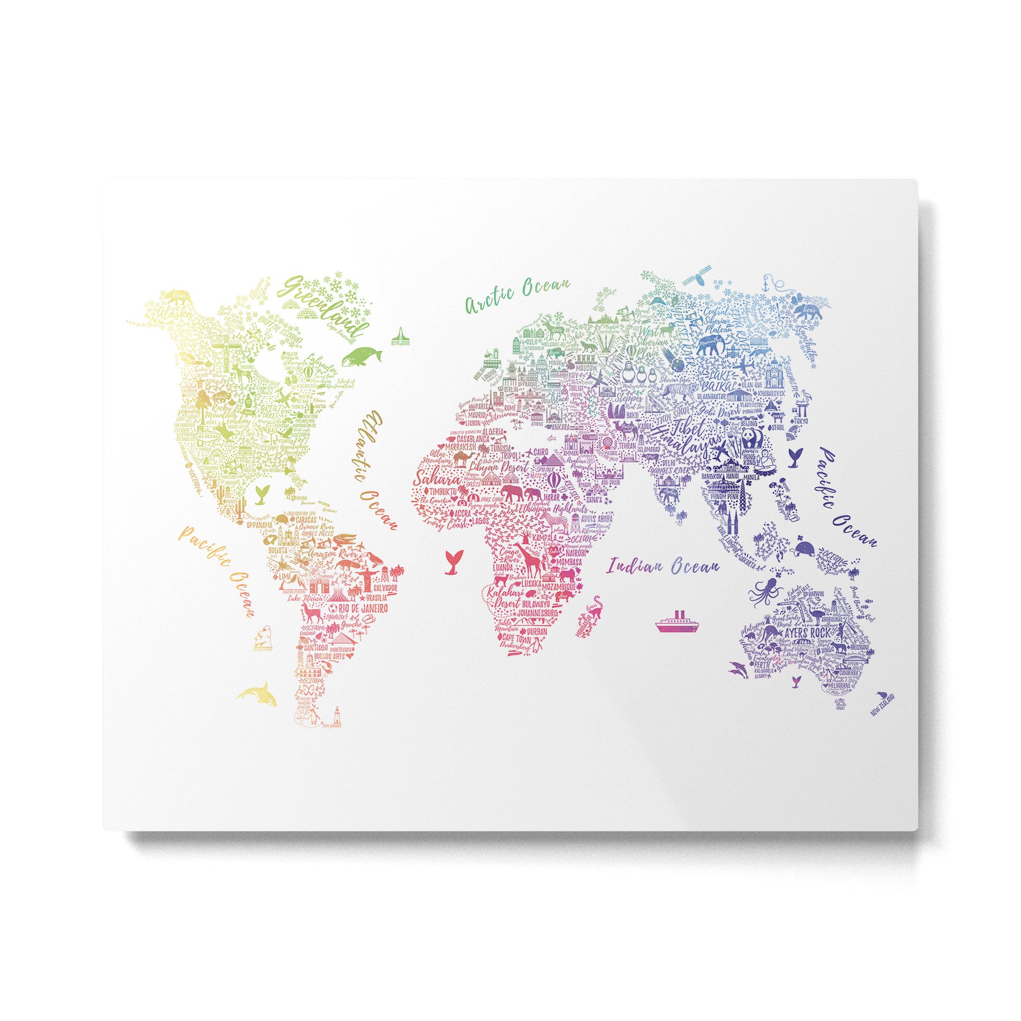 Rainbow world map Metal Print Gallery Image 4