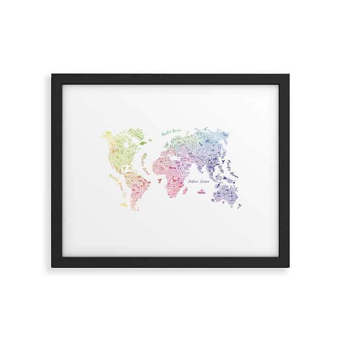 Rainbow world map Framed Art Print Gallery Image 1