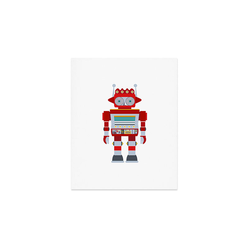 Red Robot Retro Toy Art Print Gallery Image 1
