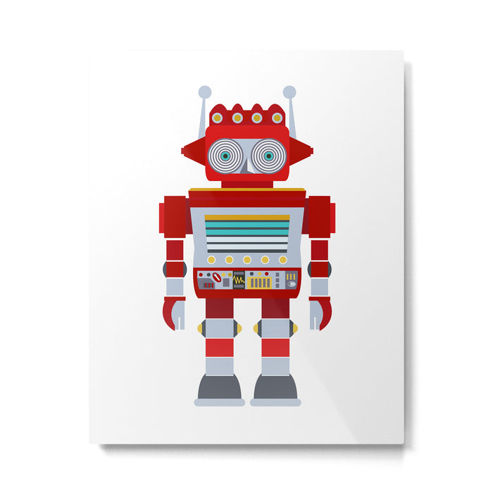 Red Robot Retro Toy Metal Print Gallery Image 1
