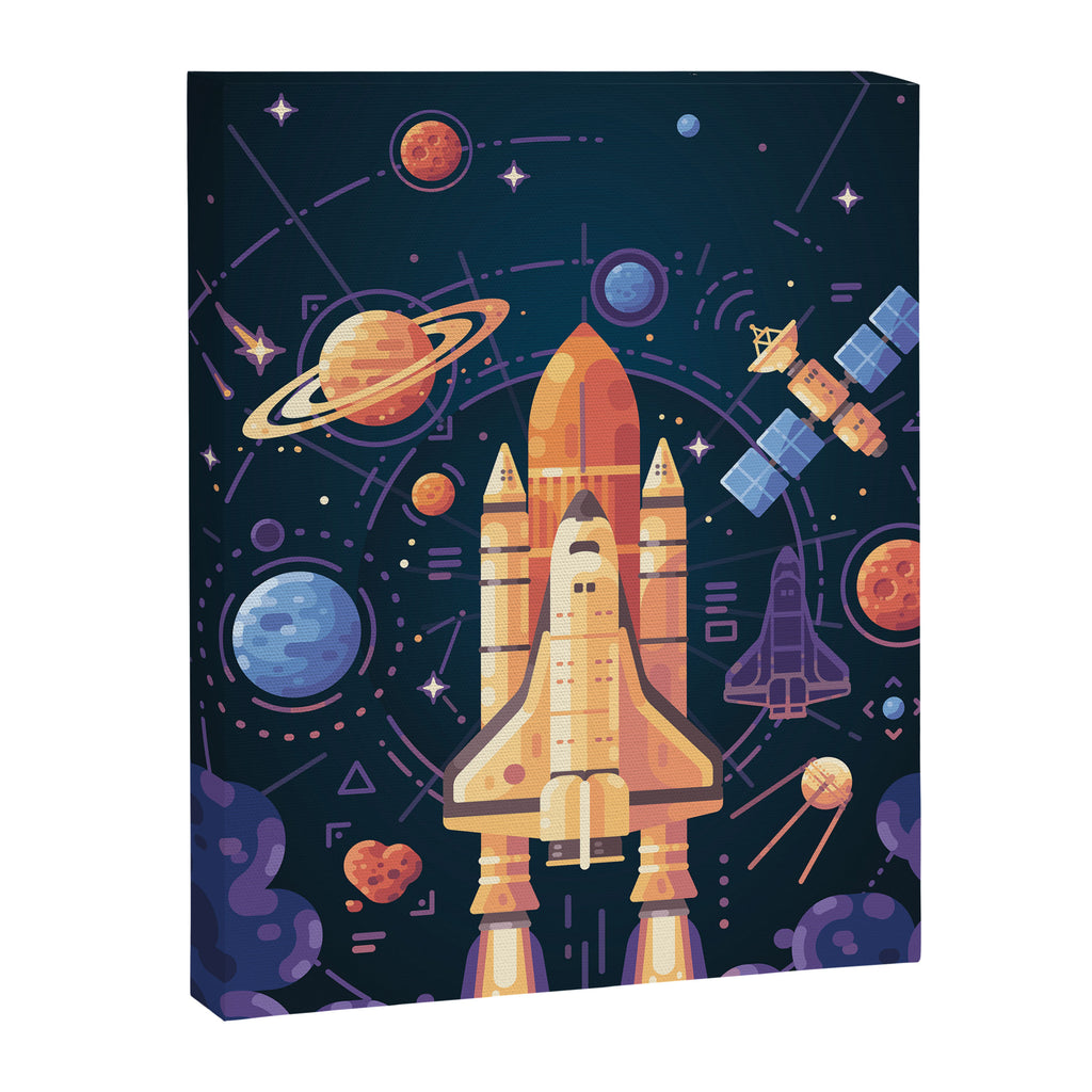 Space Rocket in Solar System Canvas Print Gallery Image 6