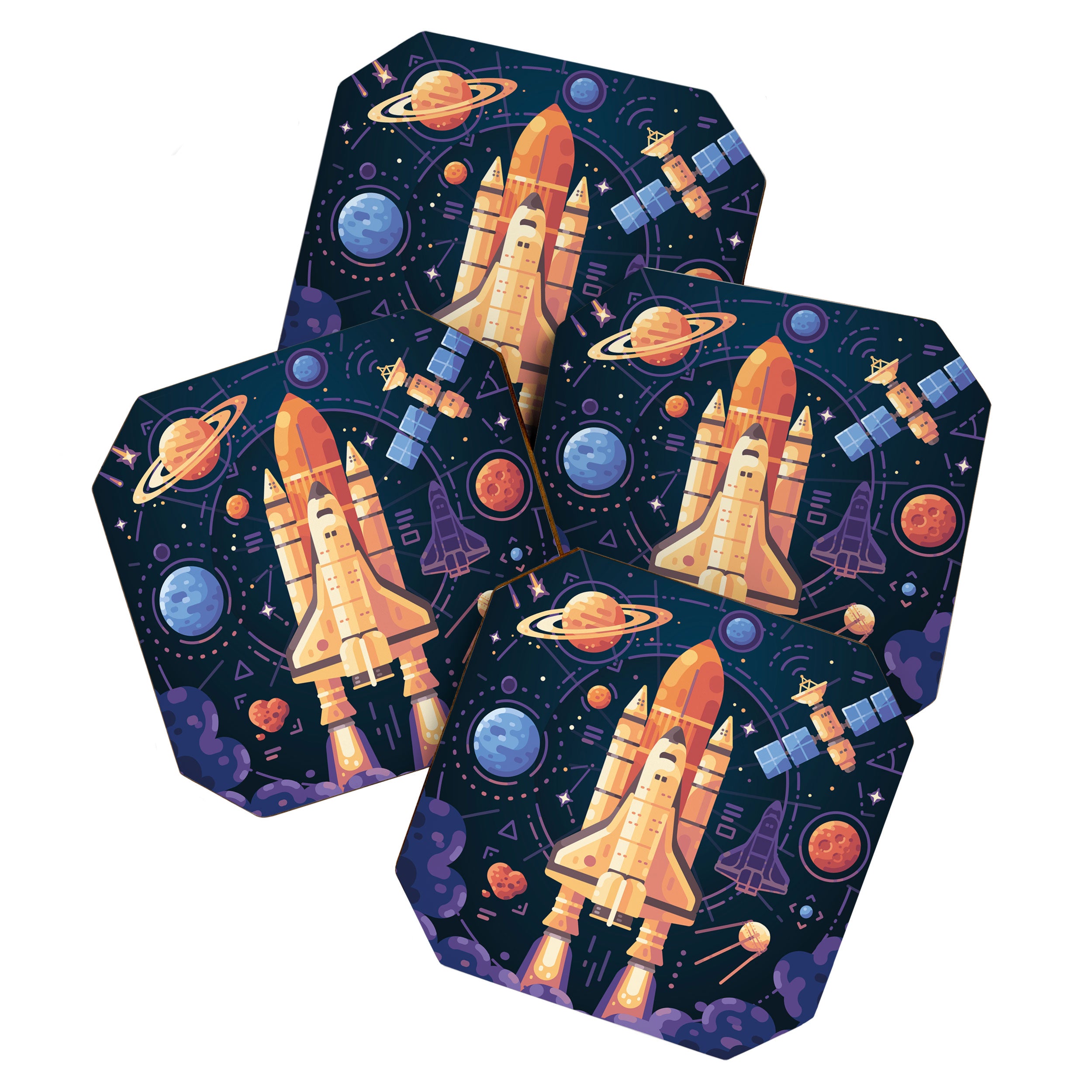 Space Rocket in Solar System Coaster Gallery Image 1