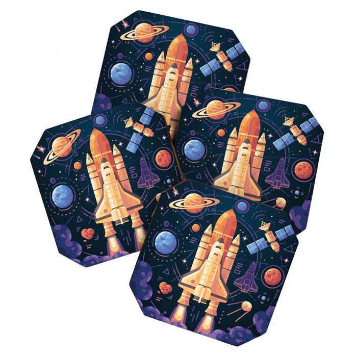 Space Rocket in Solar System Coaster Gallery Image 1