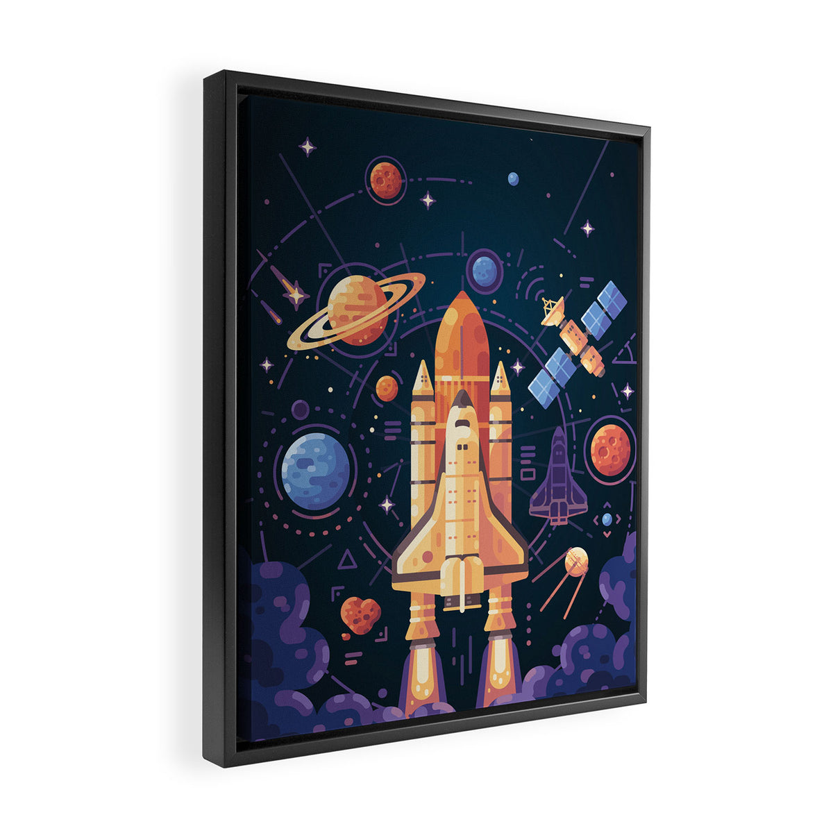 Space Rocket in Solar System Framed Canvas Print Gallery Image 2