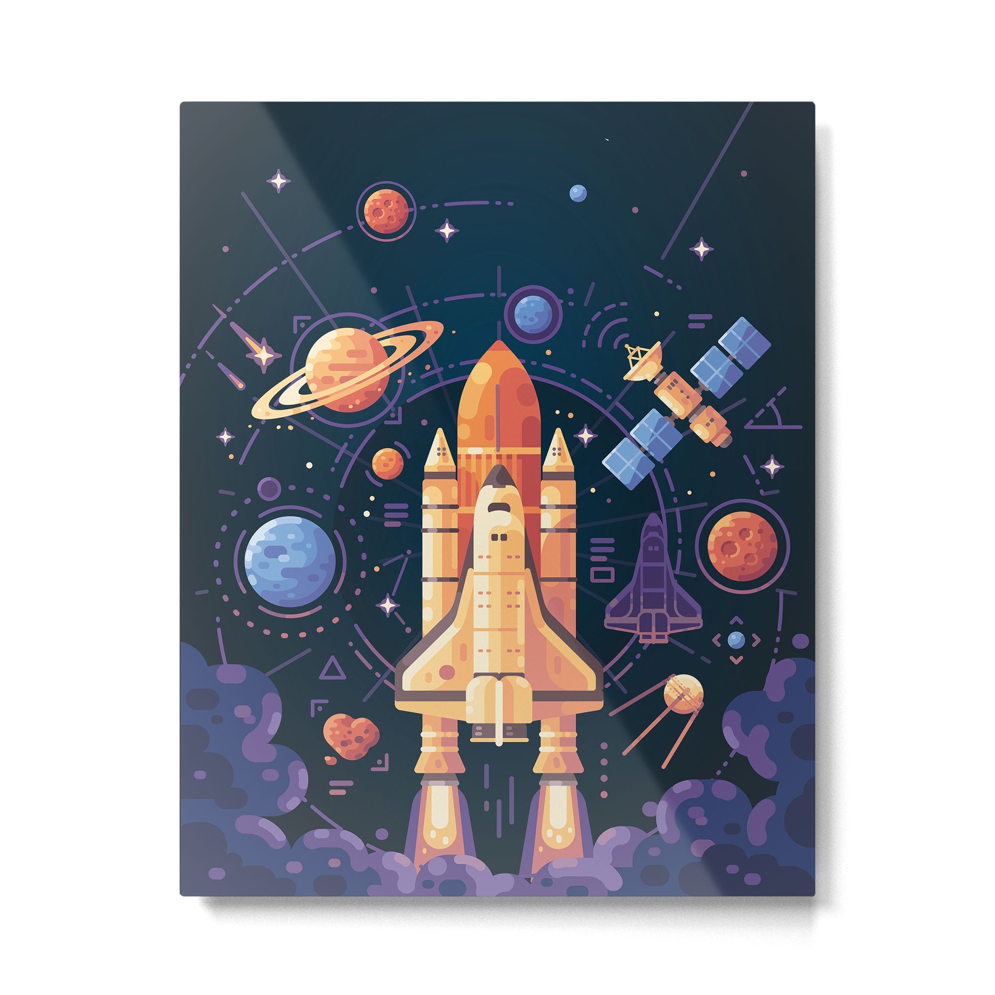 Space Rocket in Solar System Metal Print Gallery Image 4