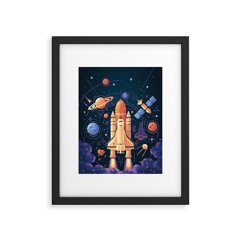 Space Rocket in Solar System Framed Art Print Gallery Image 5