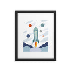 Space rocket print with planets and stars, perfect for an outer space nursery or kids room Framed Art Print Gallery Image 5
