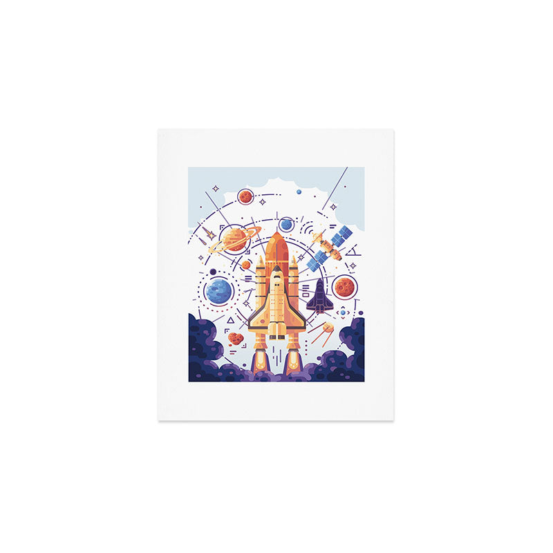 Space Rocket with Planets Art Print Gallery Image 1