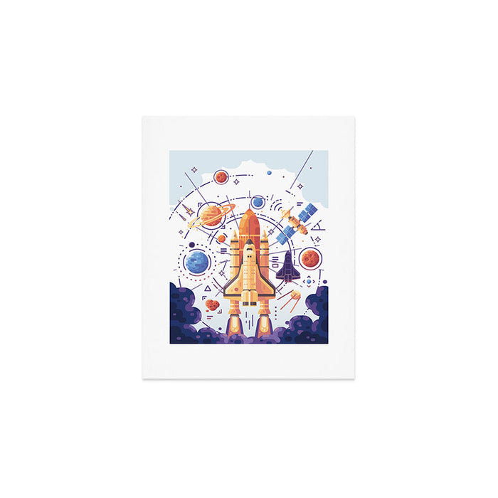 Space Rocket with Planets Art Print Gallery Image 1