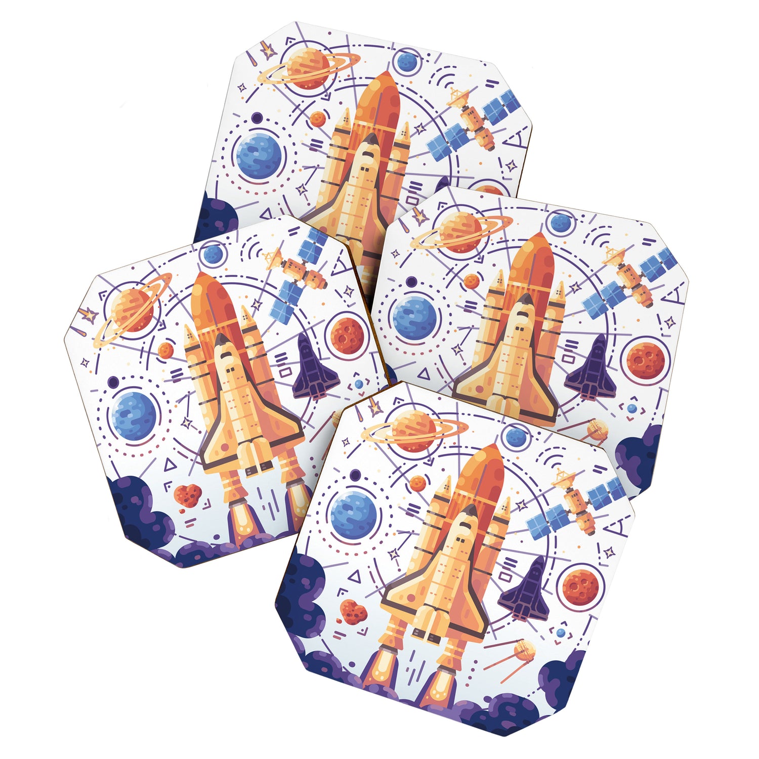 Space Rocket with Planets Coaster Gallery Image 1
