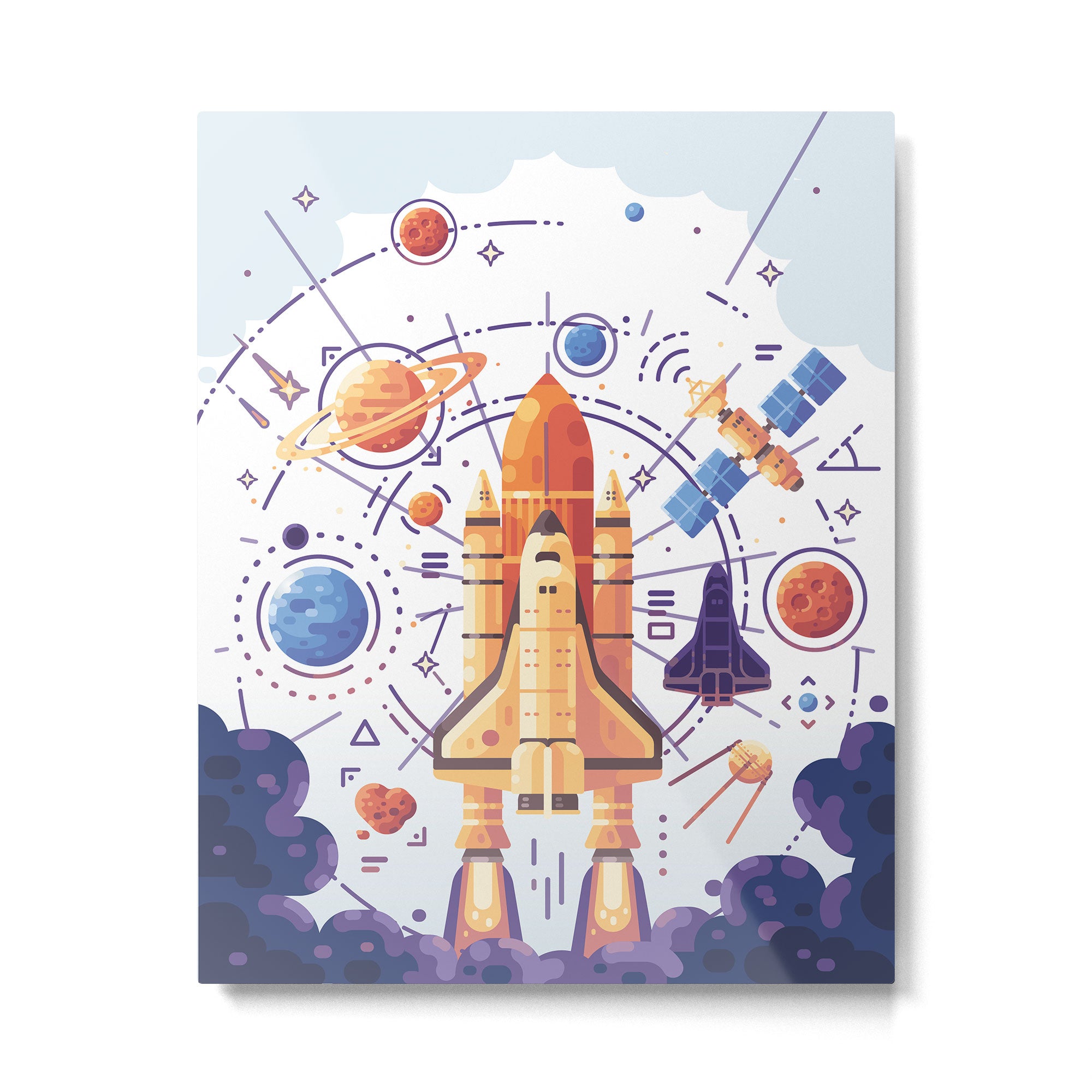 Space Rocket with Planets Metal Print Gallery Image 4
