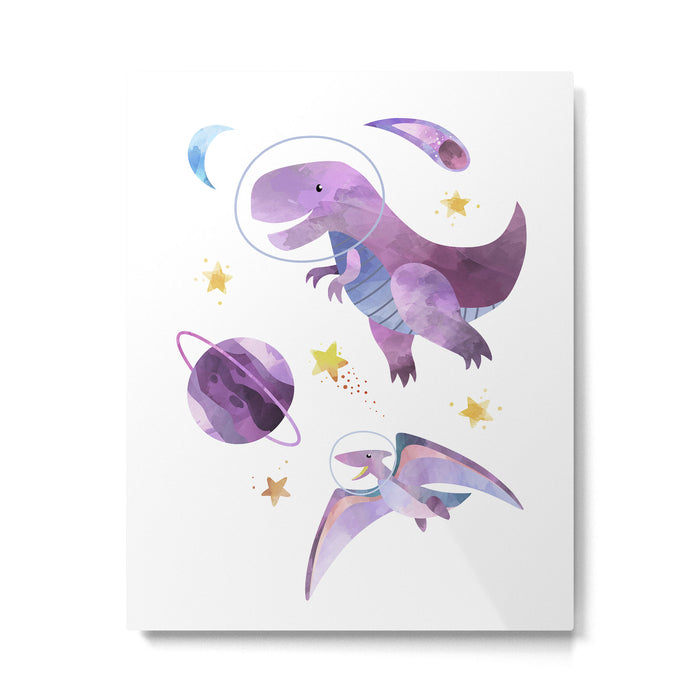 Space T-Rex Dinosaur in Pink Metal Print Gallery Image 1