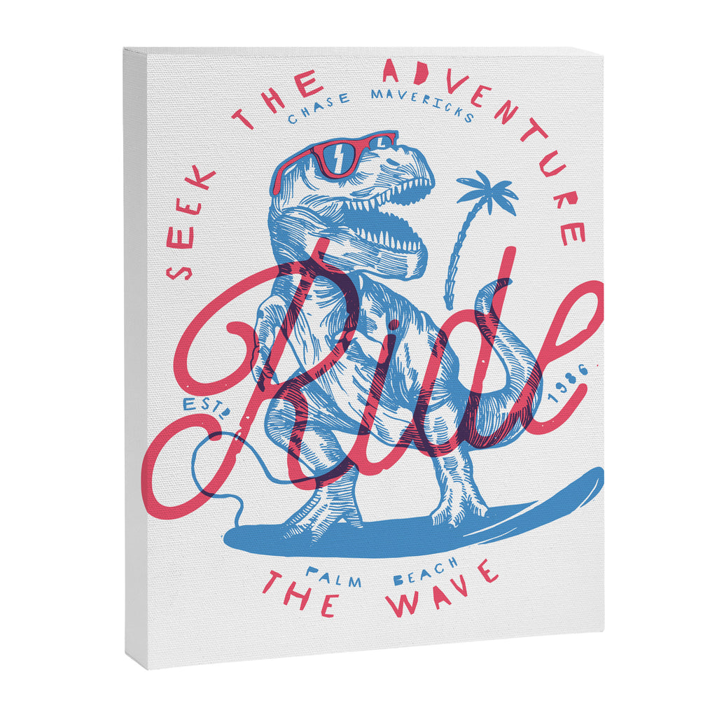 Surfing T-Rex Canvas Print Gallery Image 6