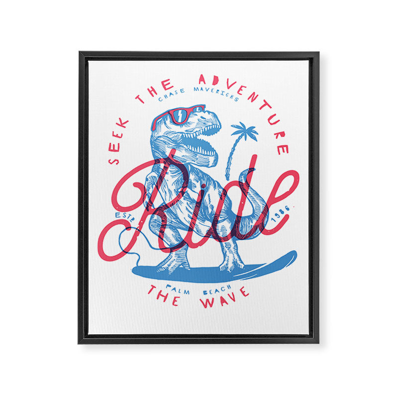 Surfing T-Rex Framed Canvas Print Gallery Image 6