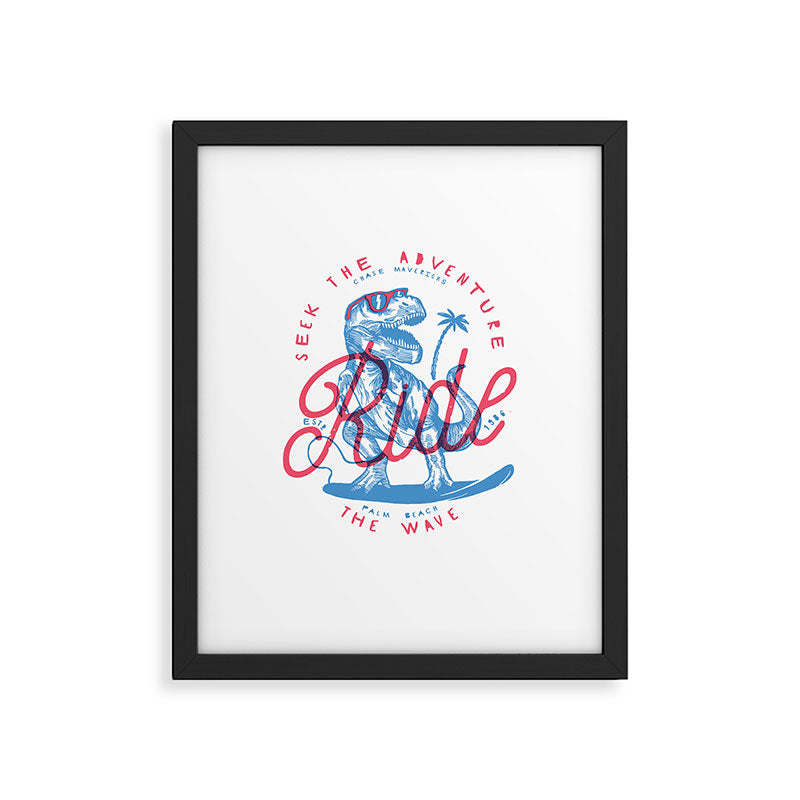 Surfing T-Rex Framed Art Print Gallery Image 5
