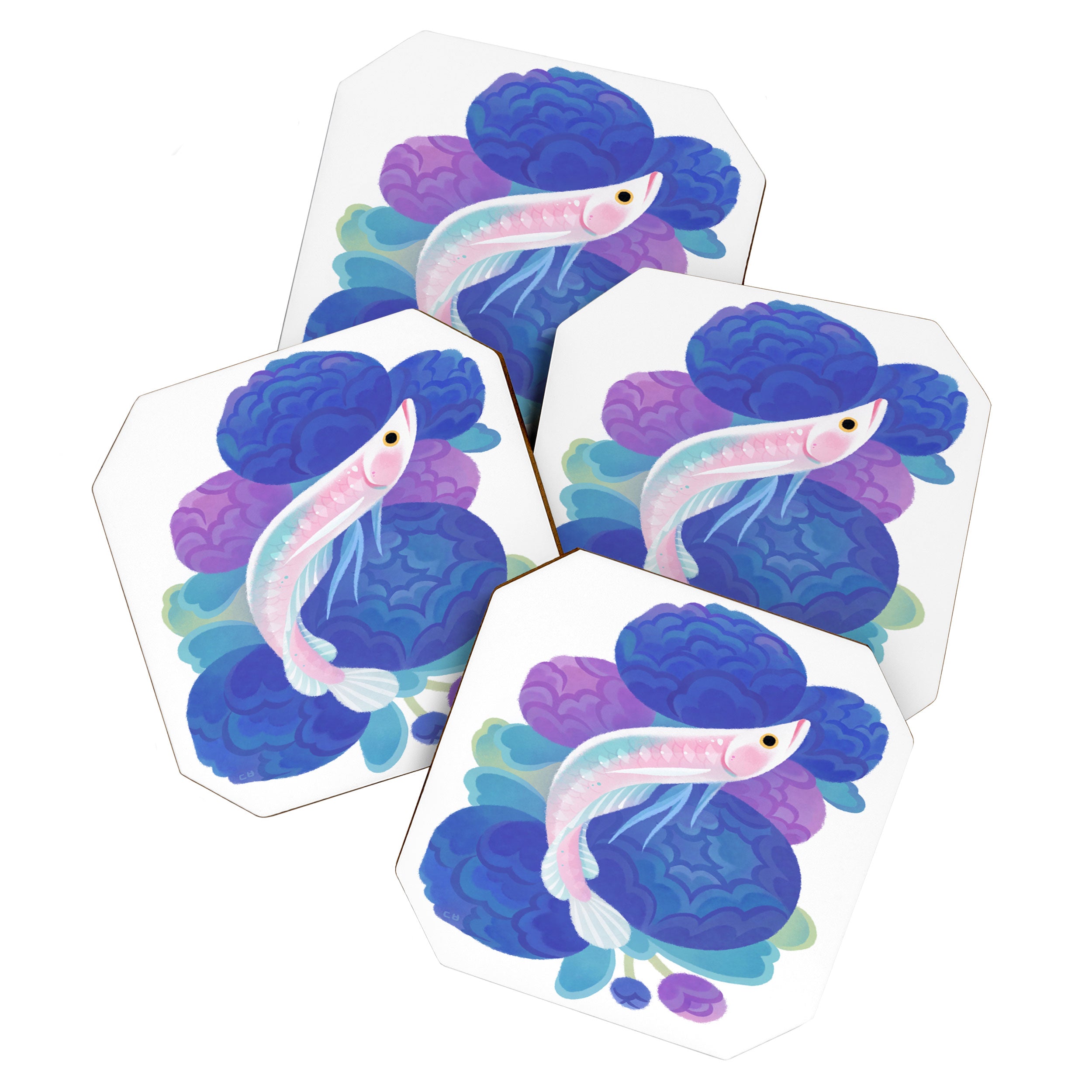 Arowana and peony Coaster Gallery Image 1