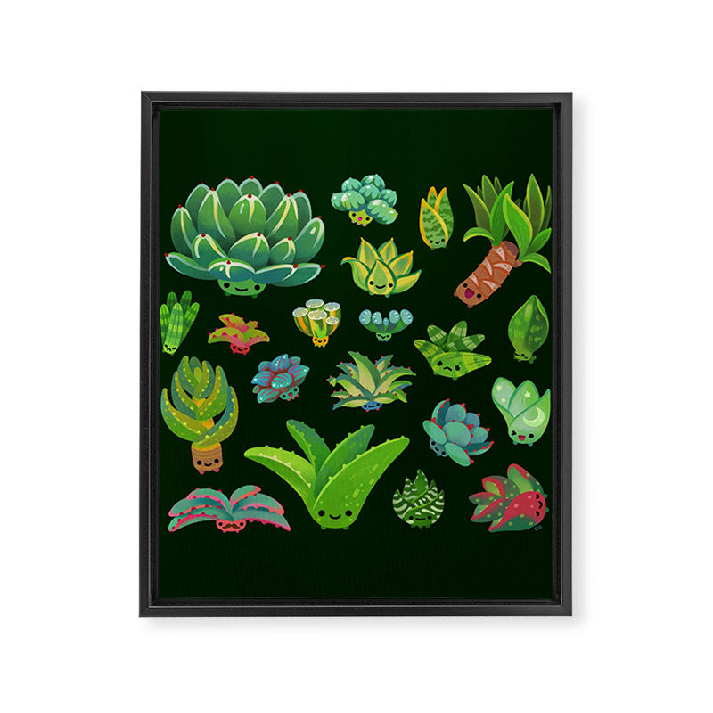 Baby succulent 1 - dark Framed Canvas Print Gallery Image 8