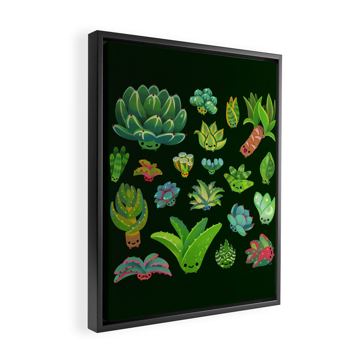 Baby succulent 1 - dark Framed Canvas Print Gallery Image 2