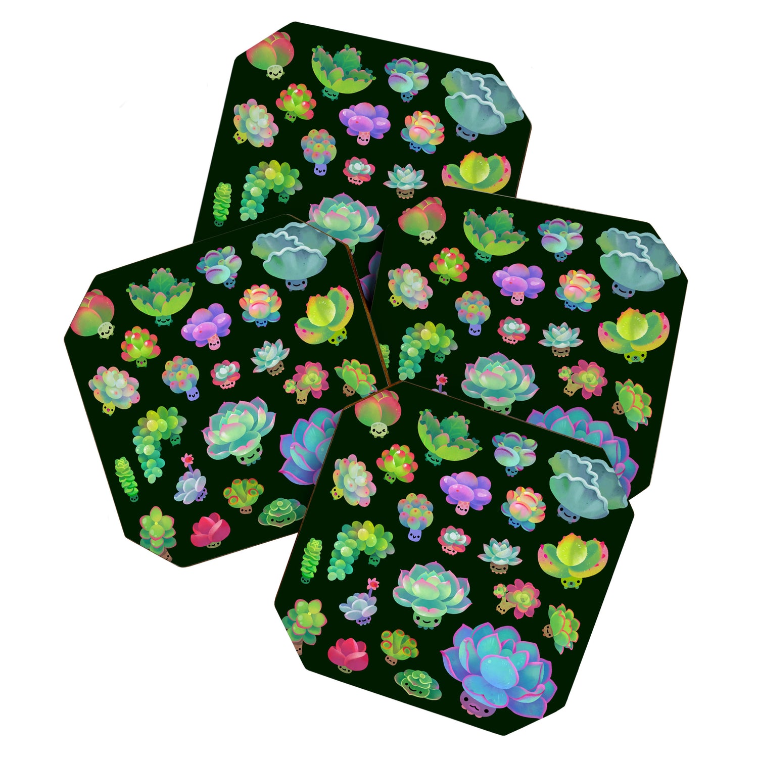 Baby succulent 2 - dark Coaster Gallery Image 1