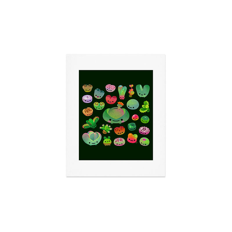 Baby succulent 3 - Mesembs (dark) Art Print Gallery Image 1