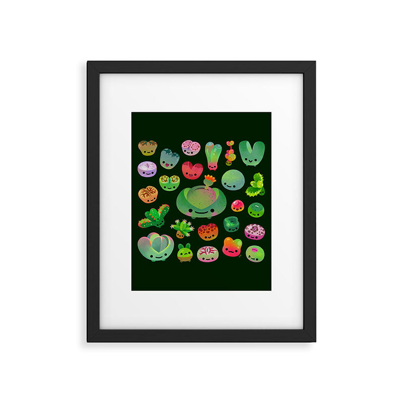 Baby succulent 3 - Mesembs (dark) Framed Art Print Gallery Image 6
