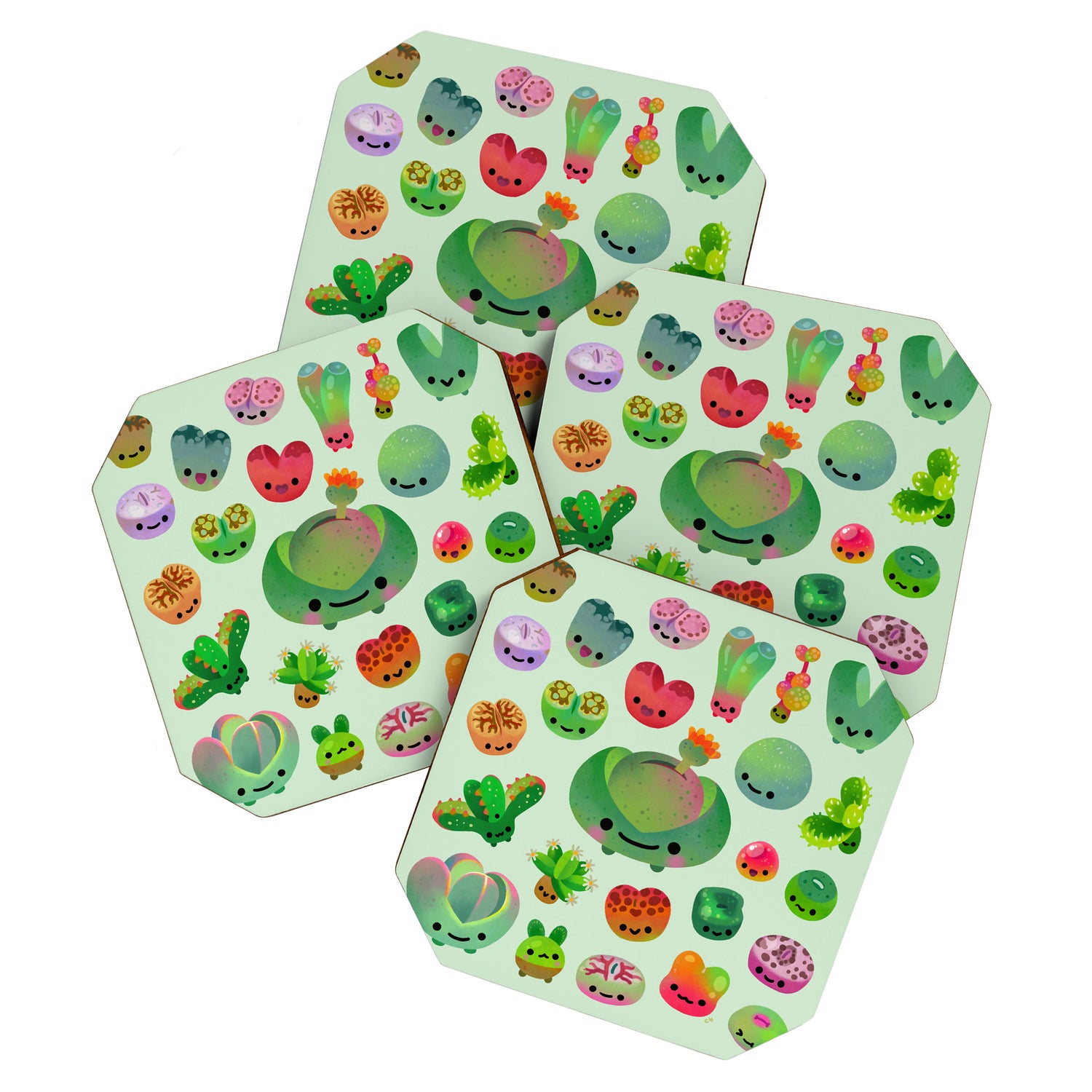 Baby succulent 3 - Mesembs(green) Coaster Gallery Image 1