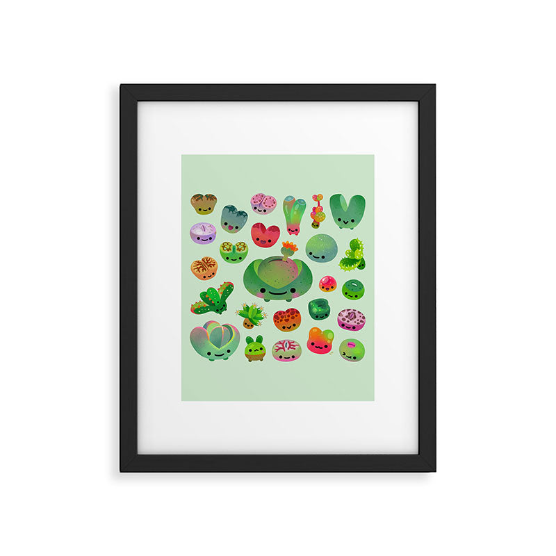 Baby succulent 3 - Mesembs(green) Framed Art Print Gallery Image 6