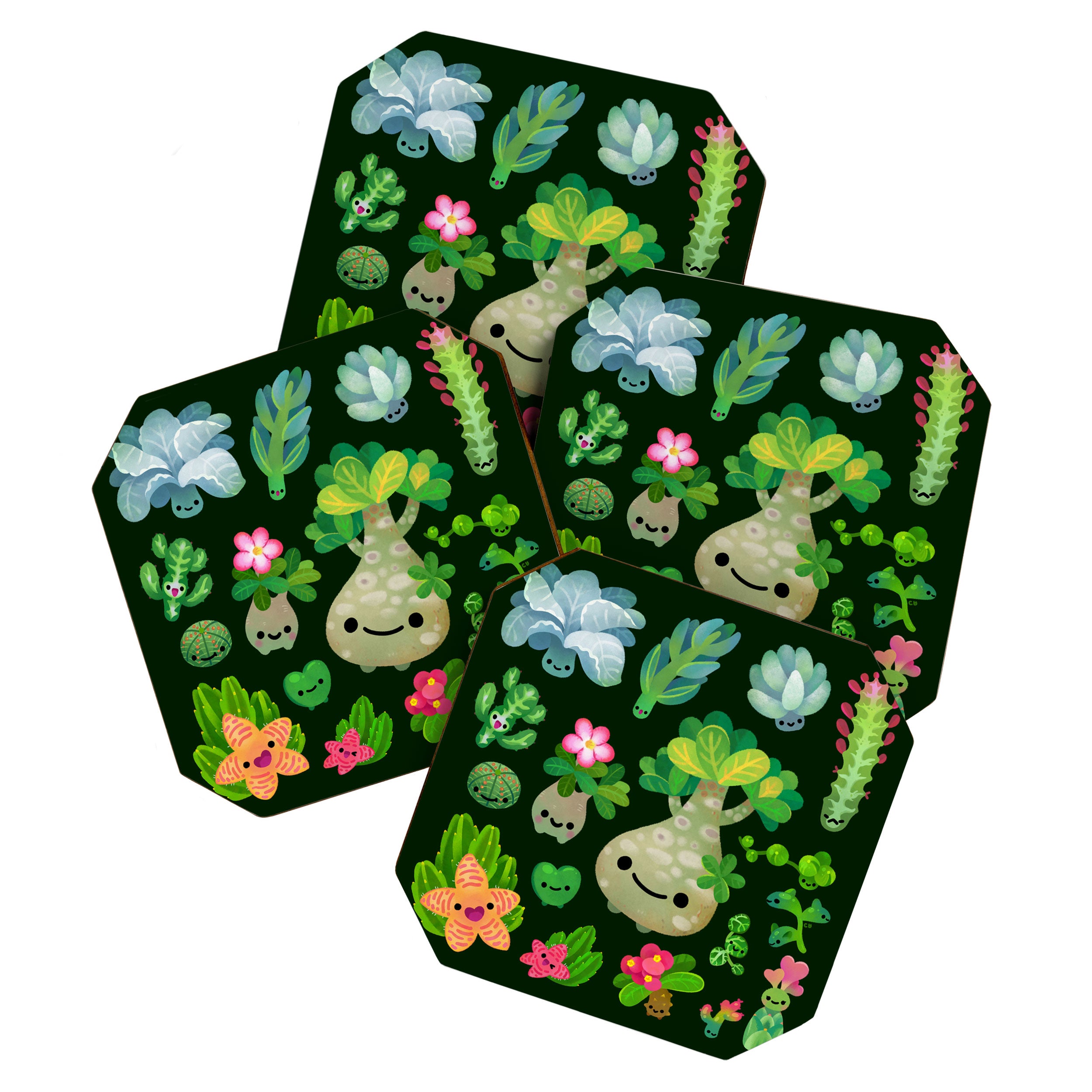 Baby succulent 4 - dark Coaster Gallery Image 1