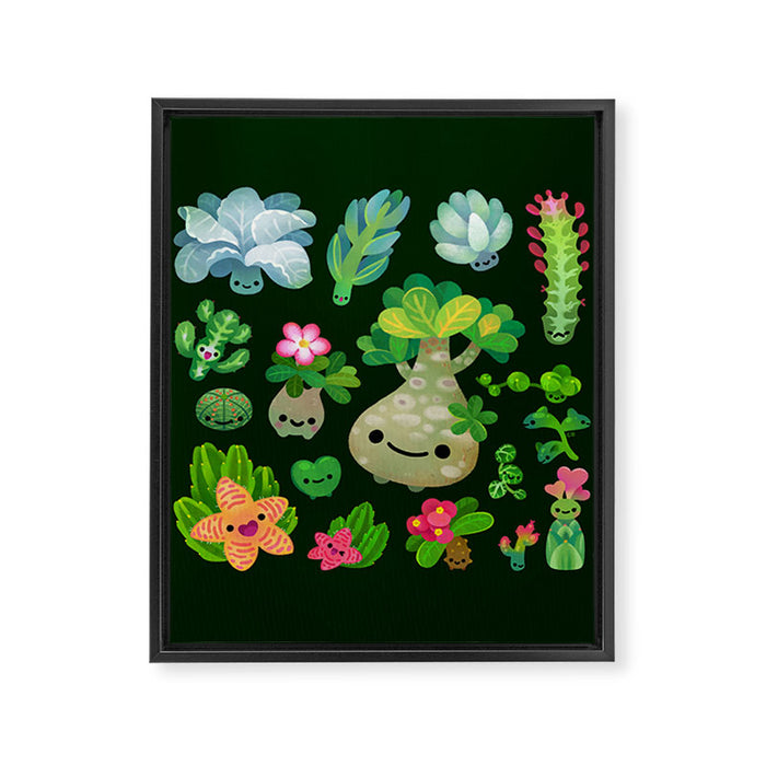 Baby succulent 4 - dark Framed Canvas Print Gallery Image 1
