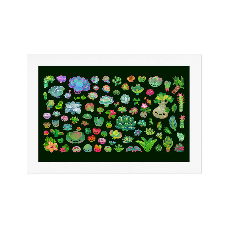 Baby succulents - mix (dark) Art Print Gallery Image 1