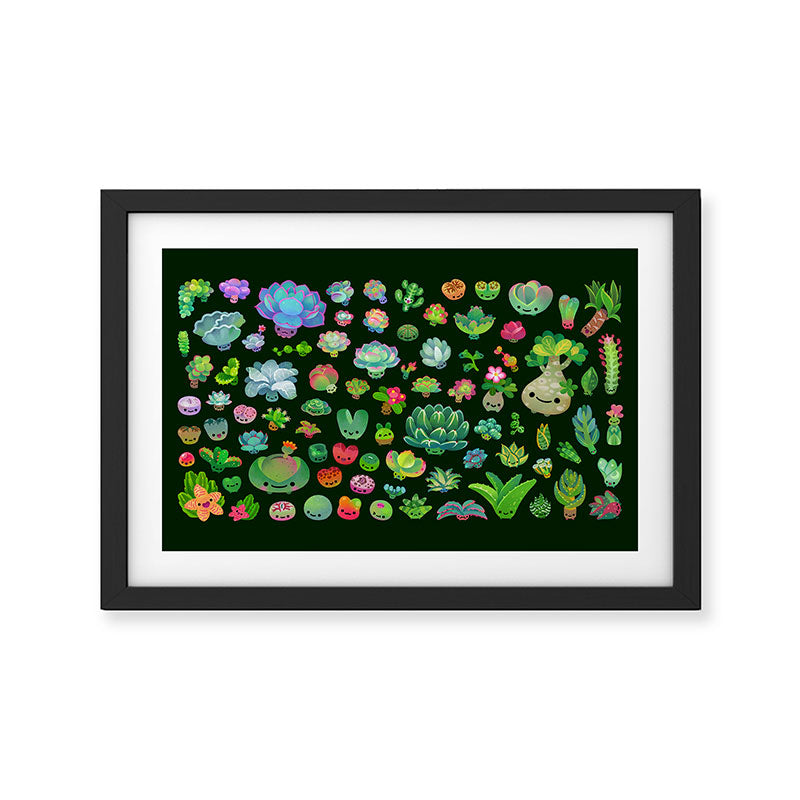 Baby succulents - mix (dark) Framed Art Print Gallery Image 3