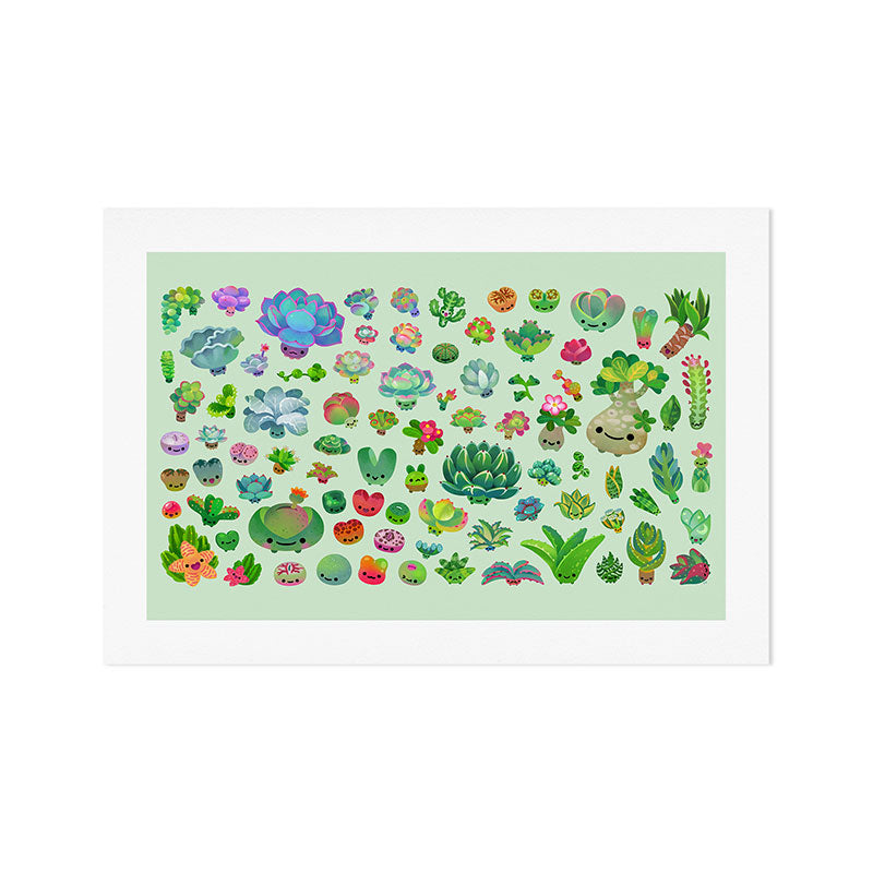 Baby succulents - mix (green) Art Print Gallery Image 1