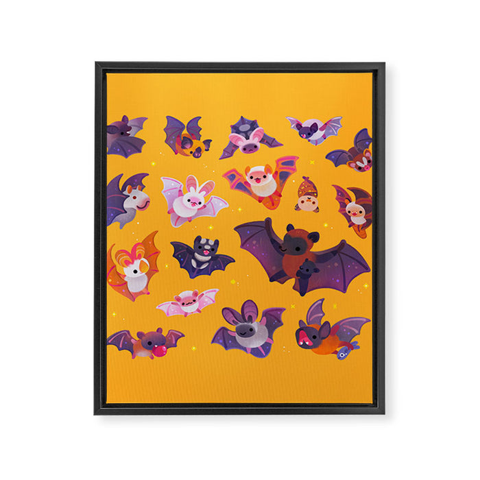 Bat - yellow Framed Canvas Print Gallery Image 1