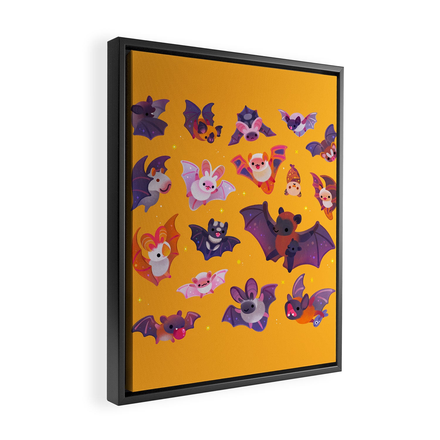 Bat - yellow Framed Canvas Print Gallery Image 2